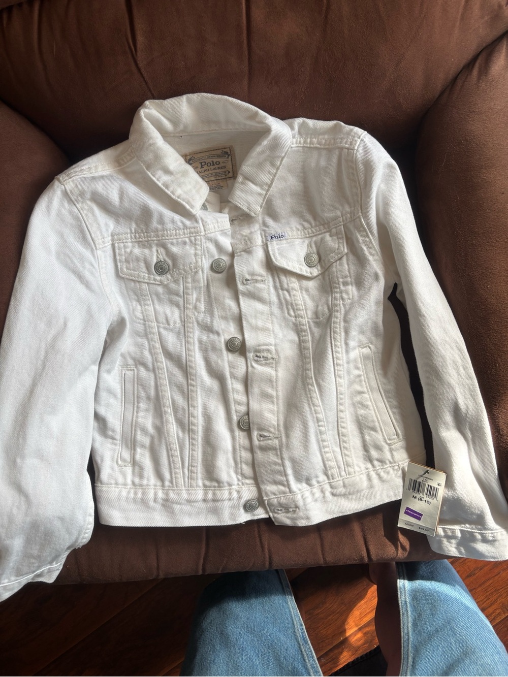 Ralph Lauren White Girls' Denim Jacket - Classic Button-Front